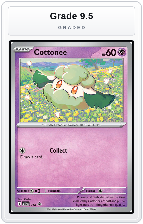 Graded - Cottonee (Cosmos Holo) — Grade 9.5 graded overlay