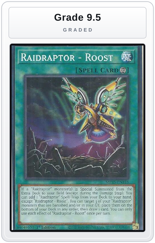 Graded - Raidraptor - Roost — Grade 9.5 graded overlay