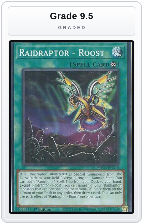Graded - Raidraptor - Roost — Grade 9.5 graded overlay
