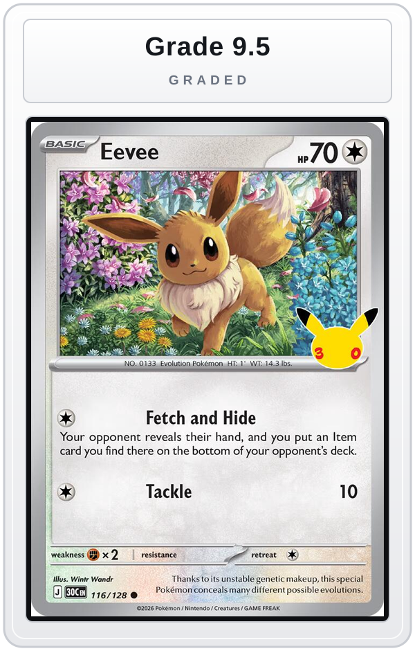 Graded - Eevee - 116/128 — Grade 9.5 graded overlay