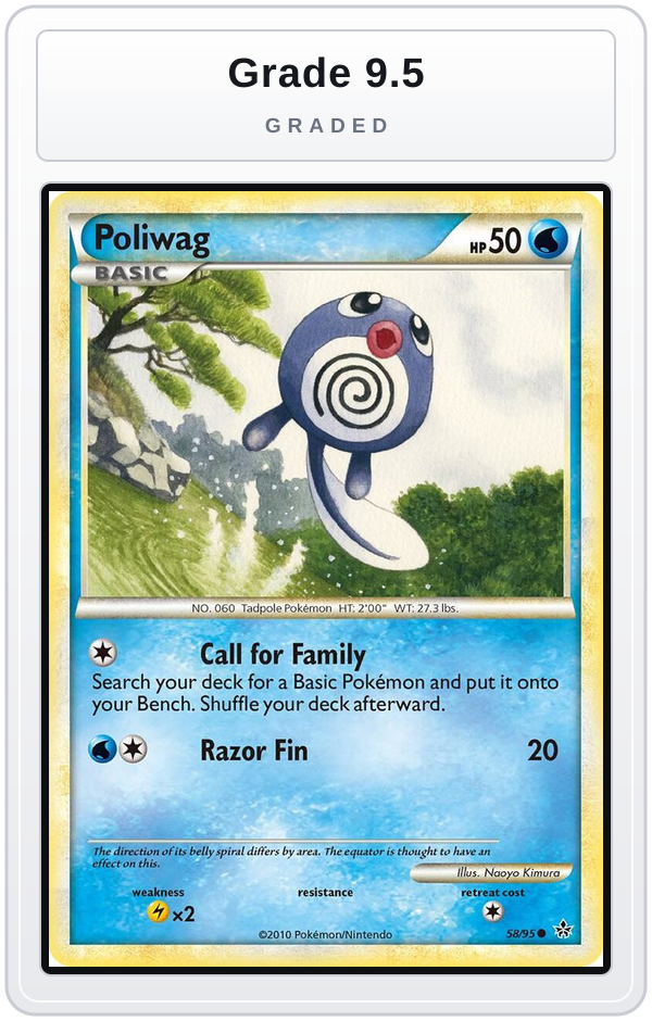 Graded - Poliwag — Grade 9.5 graded overlay