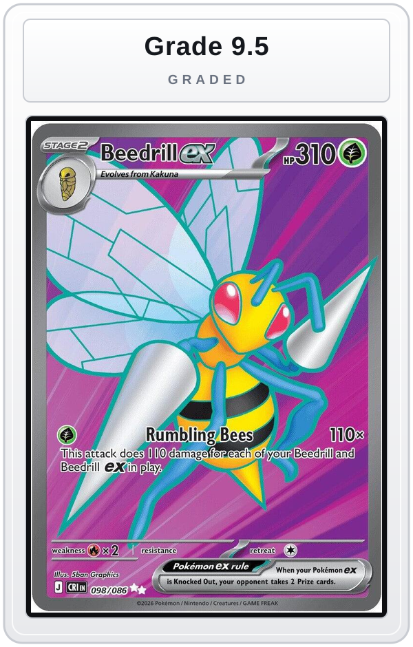 Graded - Beedrill ex - 098/086 — Grade 9.5 graded overlay