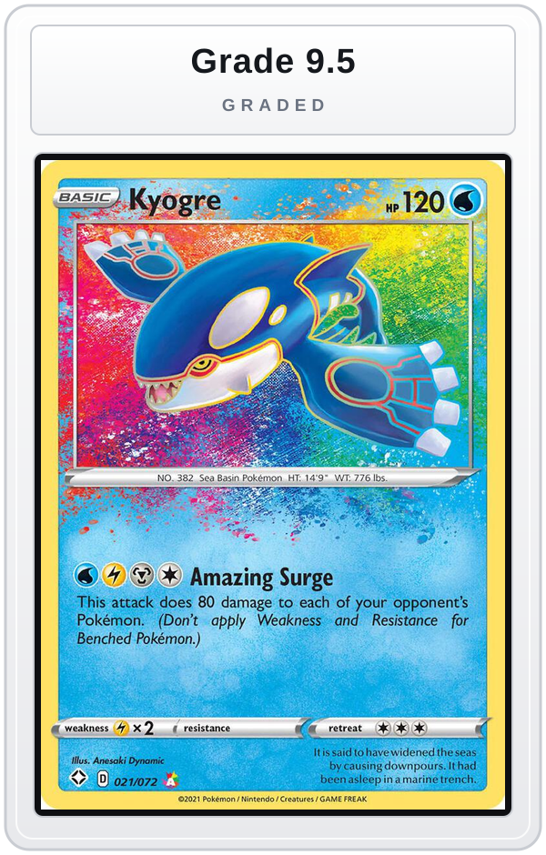 Graded - Kyogre — Grade 9.5 graded overlay