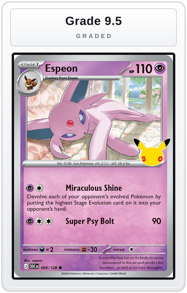 Graded - Espeon — Grade 9.5 graded overlay