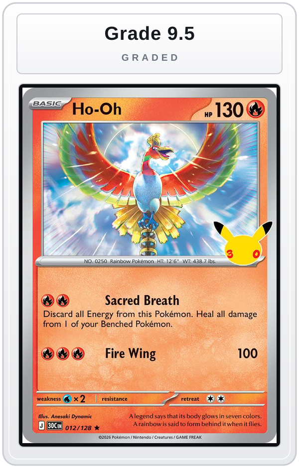 Graded - Ho-Oh — Grade 9.5 graded overlay
