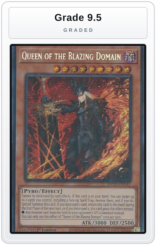 Graded - Queen of the Blazing Domain — Grade 9.5 graded overlay