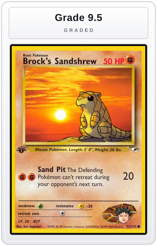 Graded - Brock's Sandshrew (72) — Grade 9.5 graded overlay