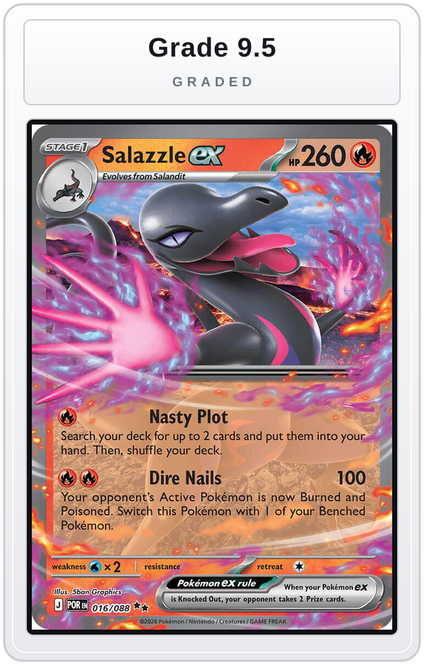 Graded - Salazzle ex - 016/088 — Grade 9.5 graded overlay