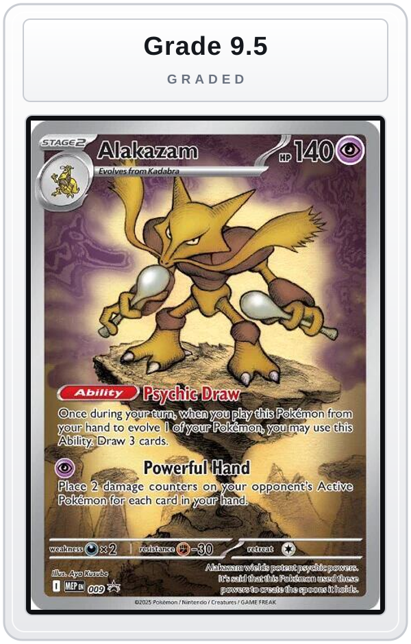 Graded - Alakazam - 009 — Grade 9.5 graded overlay