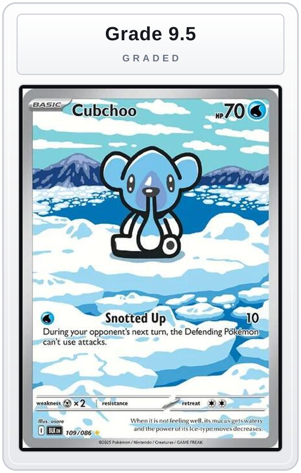 Graded - Cubchoo - 109/086 — Grade 9.5 graded overlay
