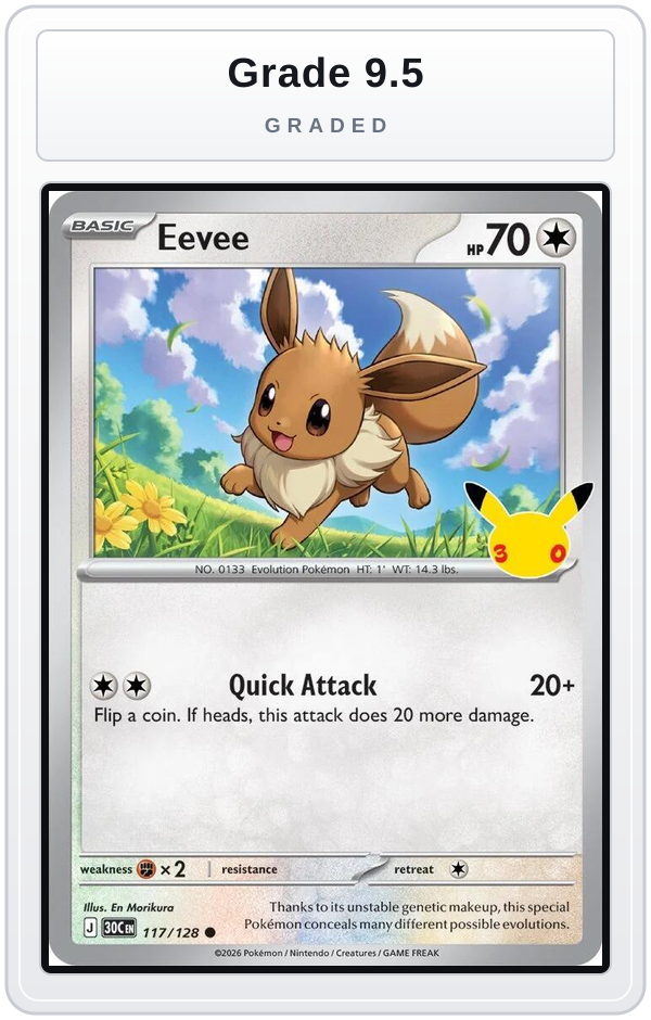 Graded - Eevee - 117/128 — Grade 9.5 graded overlay