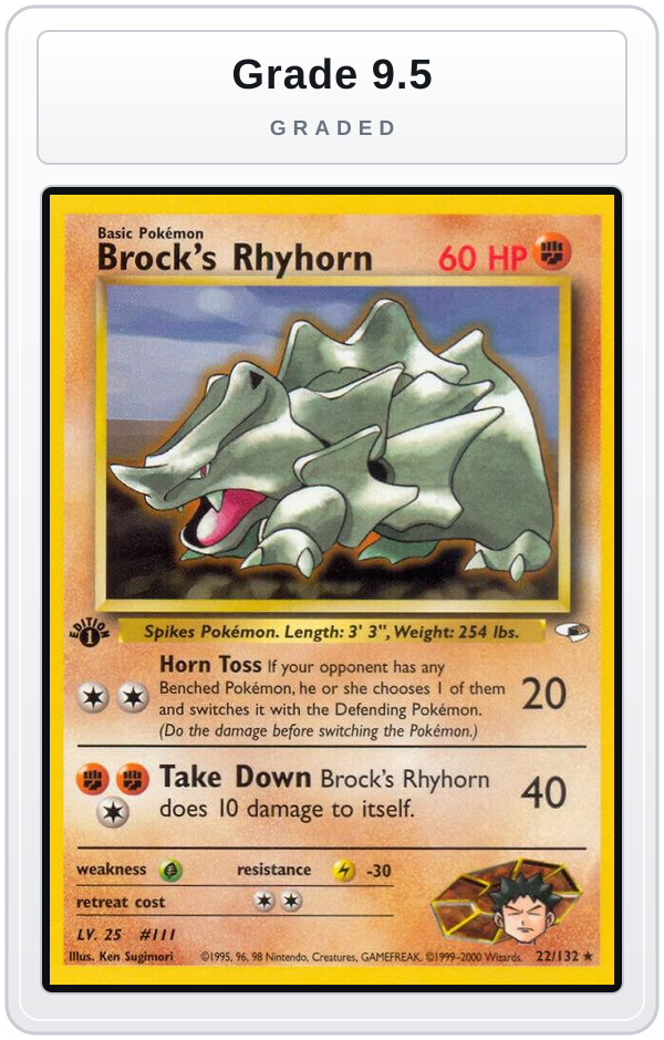 Graded - Brock's Rhyhorn (22) — Grade 9.5 graded overlay