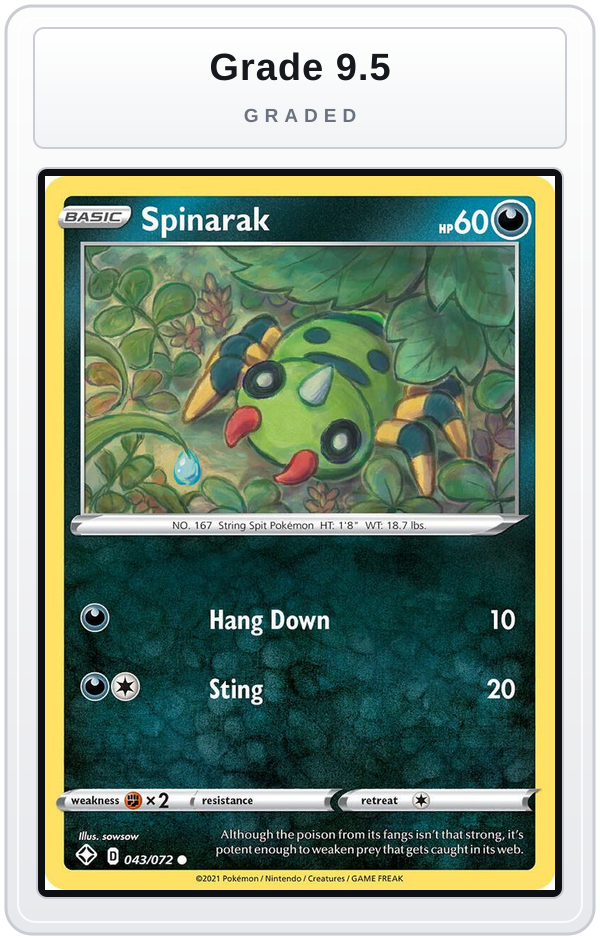 Graded - Spinarak — Grade 9.5 graded overlay