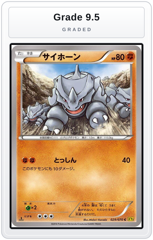Graded - Rhyhorn - 029/070 — Grade 9.5 graded overlay