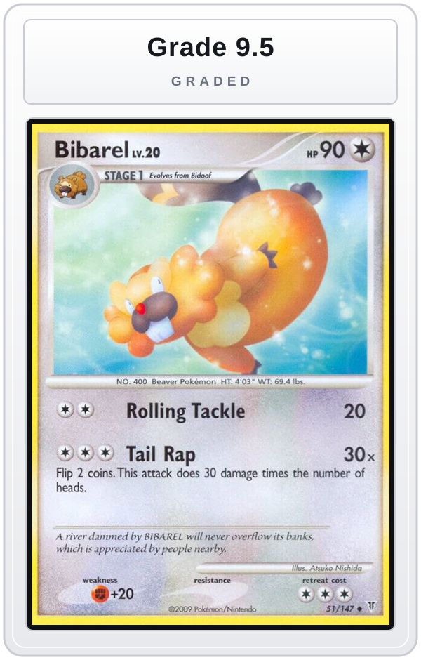 Graded - Bibarel — Grade 9.5 graded overlay