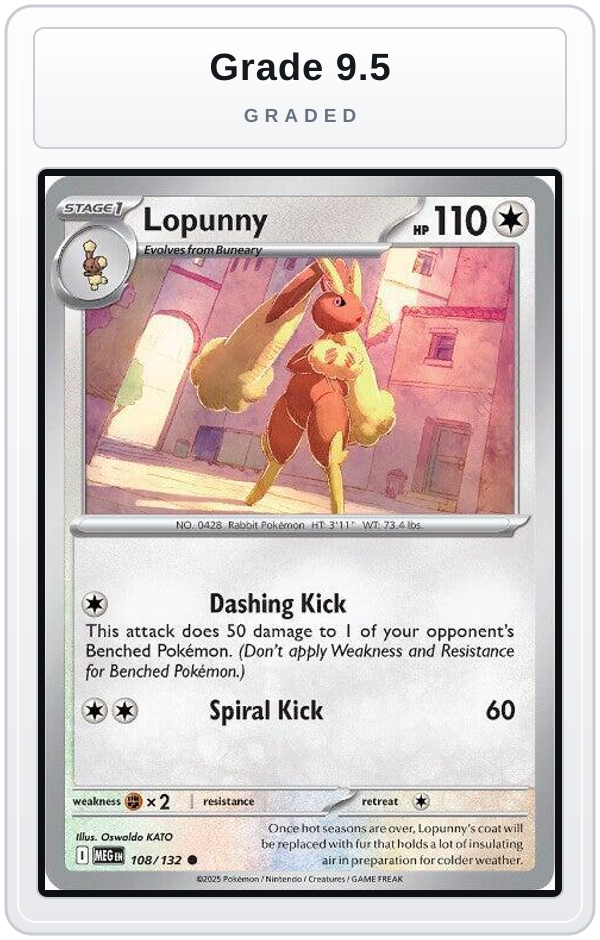 Graded - Lopunny — Grade 9.5 graded overlay