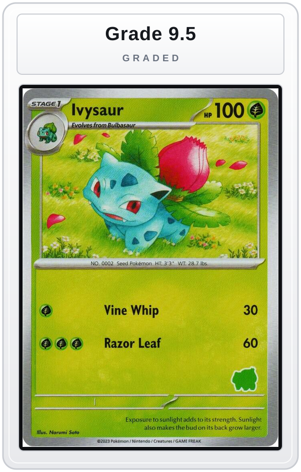 Graded - Ivysaur — Grade 9.5 graded overlay