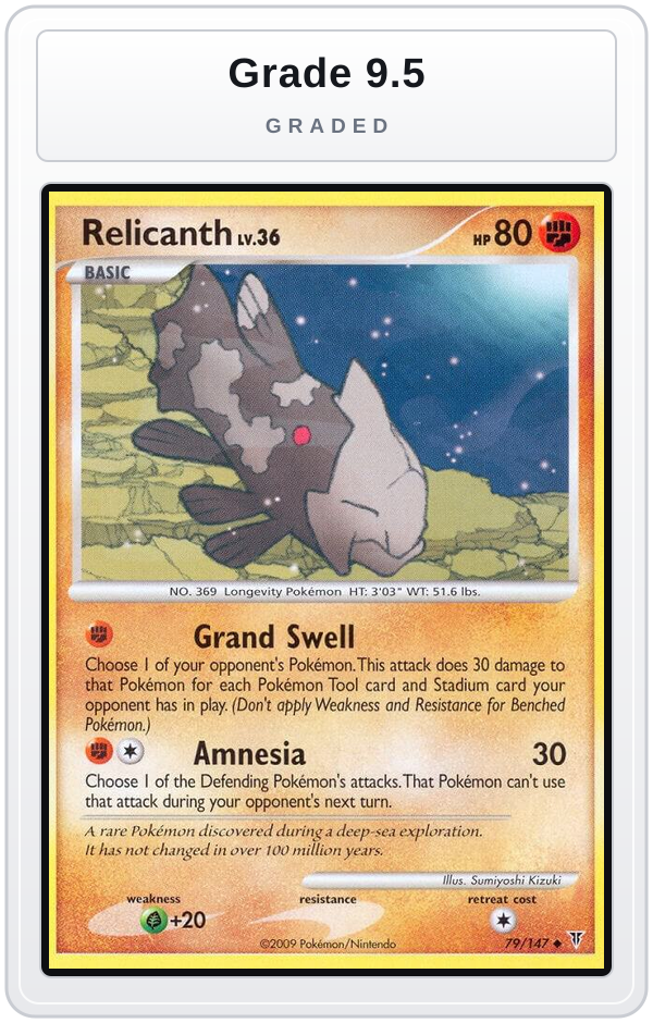 Graded - Relicanth — Grade 9.5 graded overlay