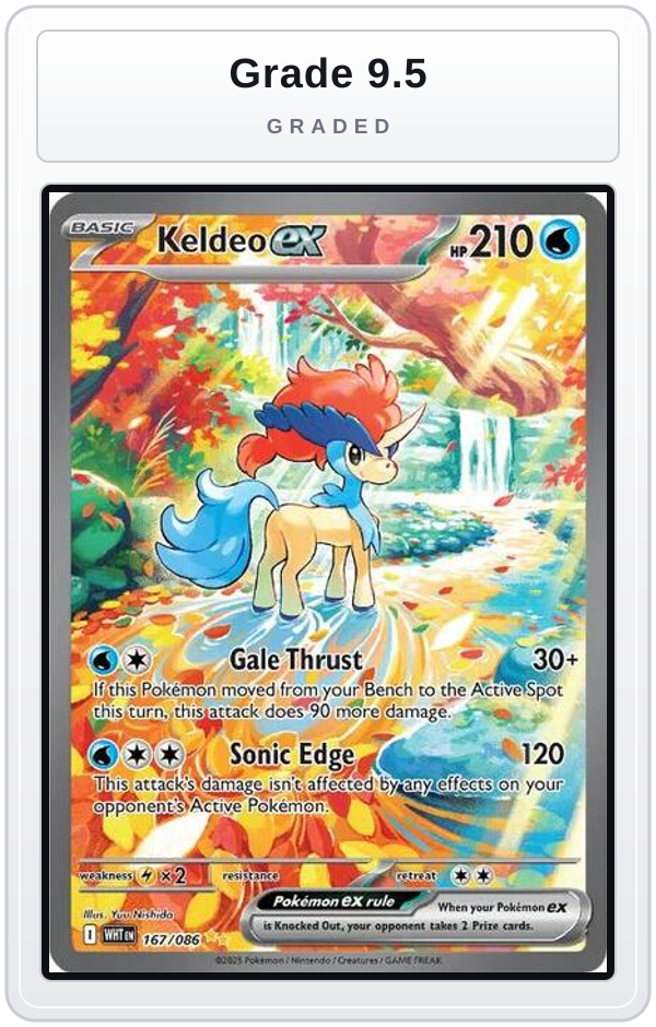 Graded - Keldeo ex - 167/086 — Grade 9.5 graded overlay