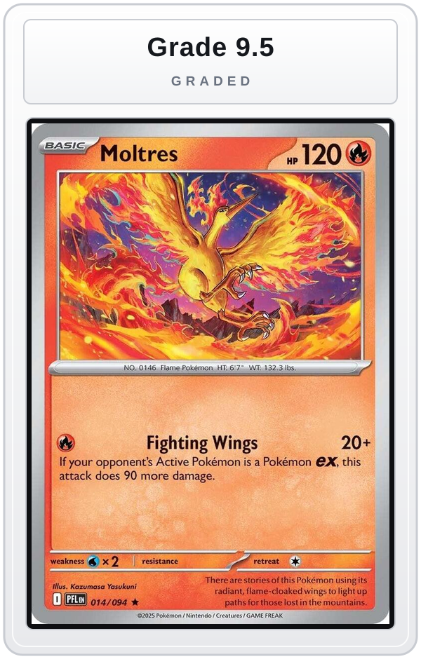 Graded - Moltres — Grade 9.5 graded overlay