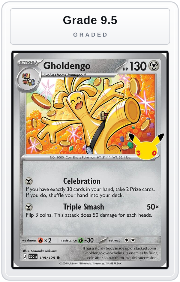 Graded - Gholdengo - 108/128 — Grade 9.5 graded overlay