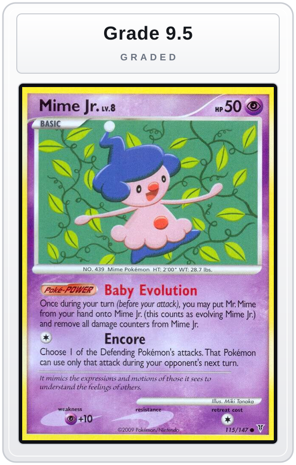Graded - Mime Jr. — Grade 9.5 graded overlay