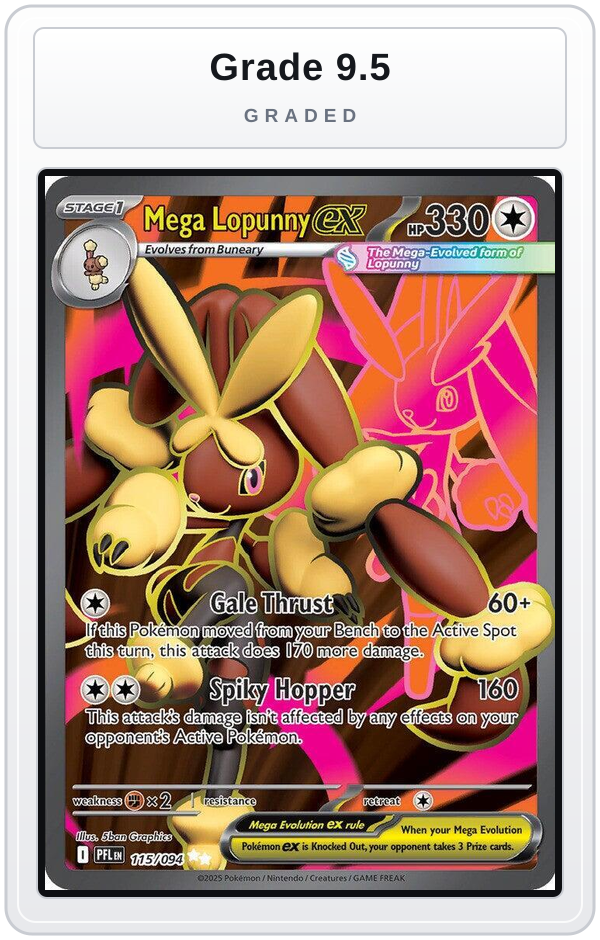 Graded - Mega Lopunny ex - 115/094 — Grade 9.5 graded overlay