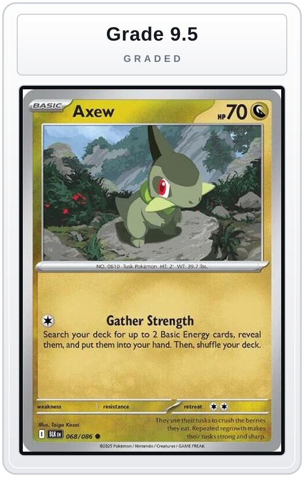 Graded - Axew — Grade 9.5 graded overlay