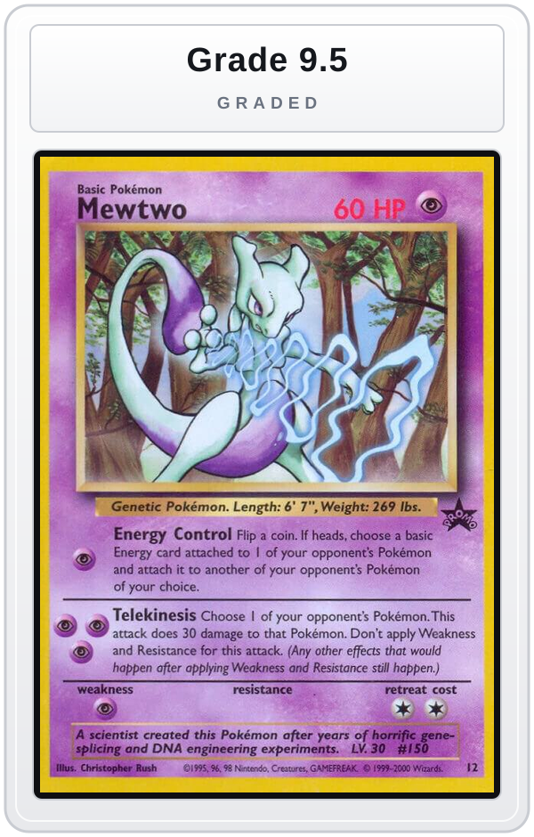 Graded - Mewtwo (12) — Grade 9.5 graded overlay
