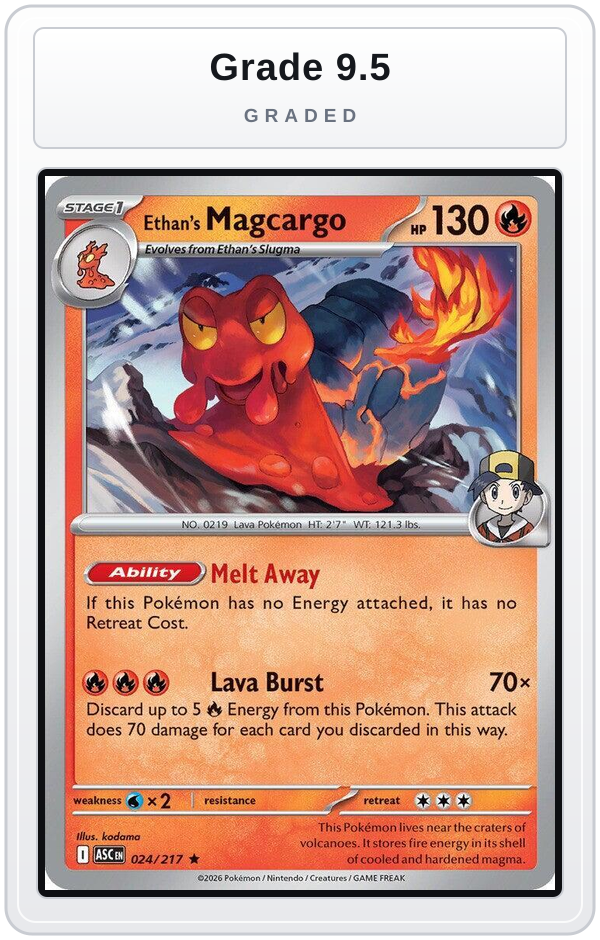 Graded - Ethan's Magcargo - 024/217 — Grade 9.5 graded overlay