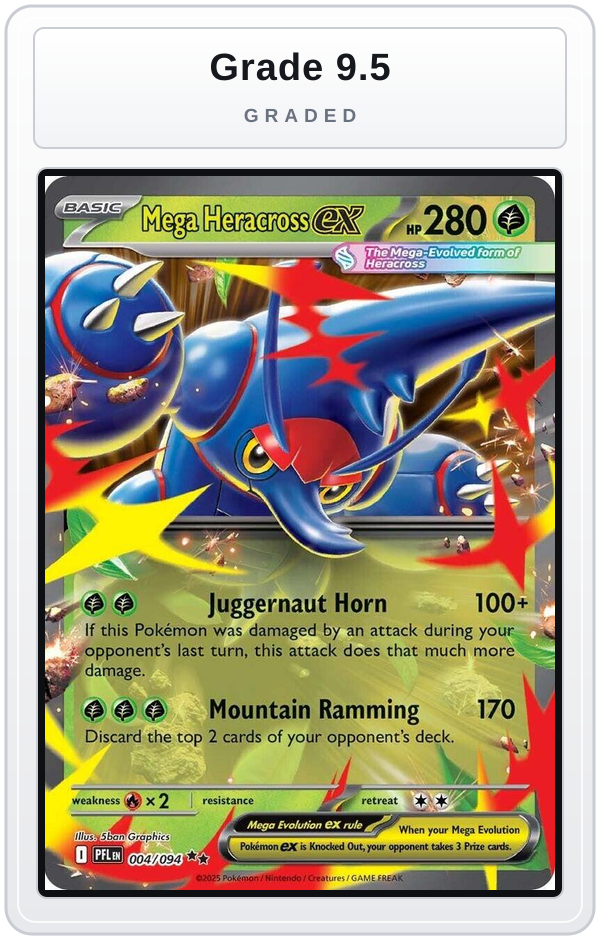 Graded - Mega Heracross ex - 004/094 — Grade 9.5 graded overlay