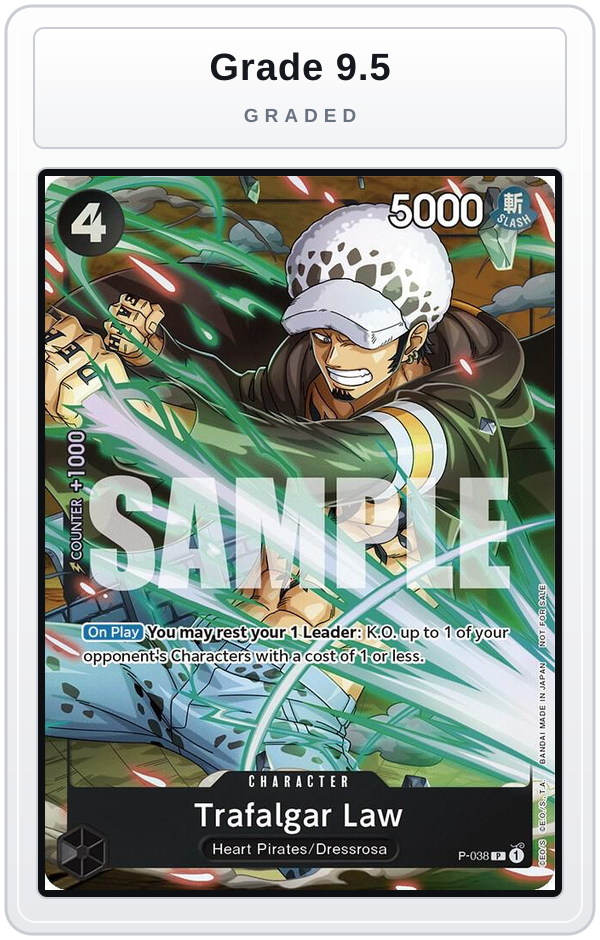 Graded - Trafalgar Law (Event Pack Vol. 4) — Grade 9.5 graded overlay