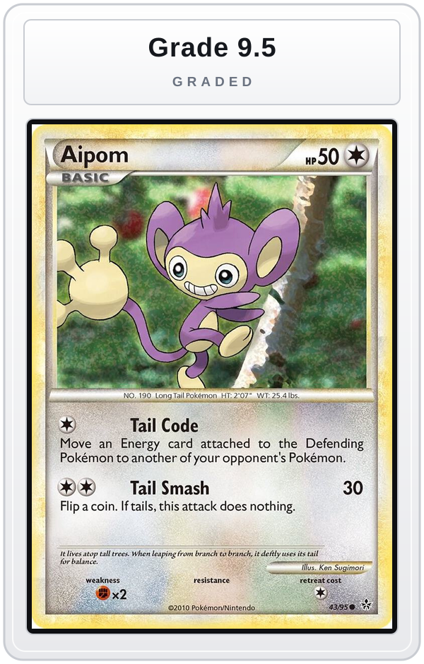 Graded - Aipom — Grade 9.5 graded overlay