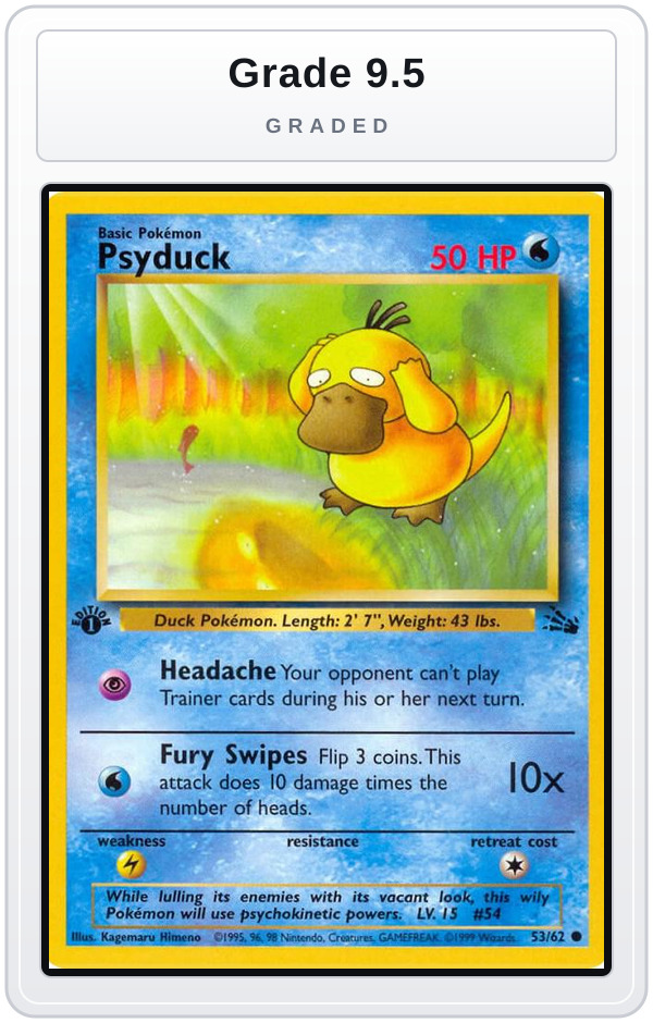 Graded - Psyduck — Grade 9.5 graded overlay