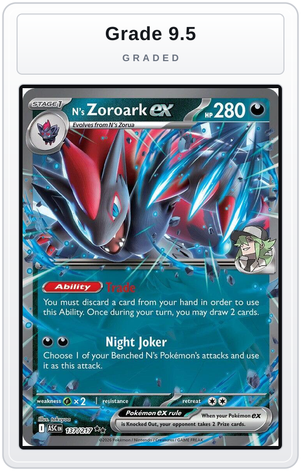 Graded - N's Zoroark ex - 137/217 — Grade 9.5 graded overlay