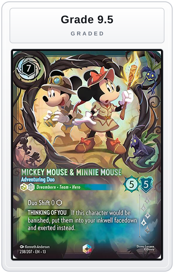 Graded - Mickey Mouse & Minnie Mouse - Adventuring Duo (Enchanted) — Grade 9.5 graded overlay