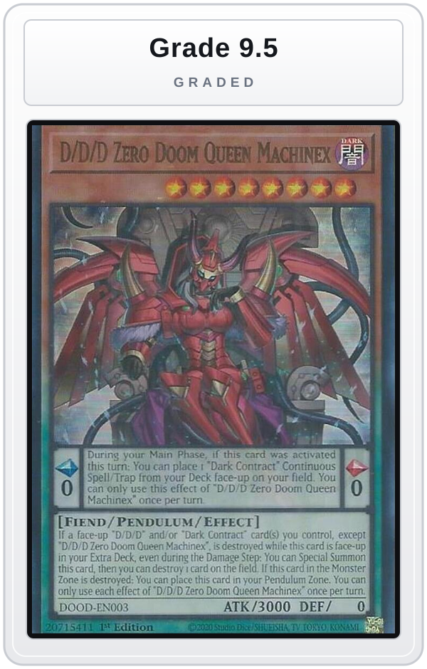 Graded - D/D/D Zero Doom Queen Machinex — Grade 9.5 graded overlay
