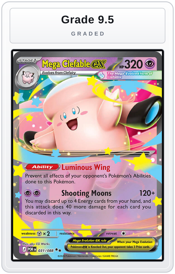 Graded - Mega Clefable ex - 031/088 — Grade 9.5 graded overlay