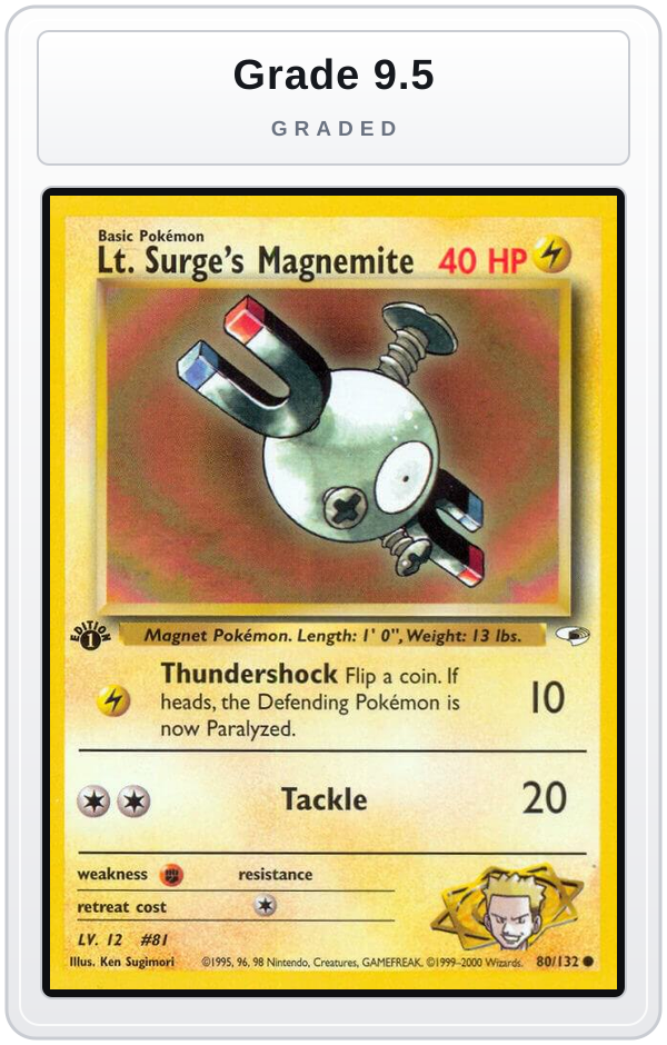 Graded - Lt. Surge's Magnemite (80) — Grade 9.5 graded overlay