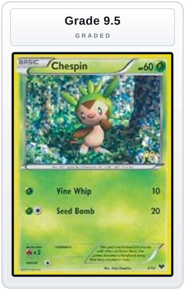 Graded - Chespin - 2/12 — Grade 9.5 graded overlay