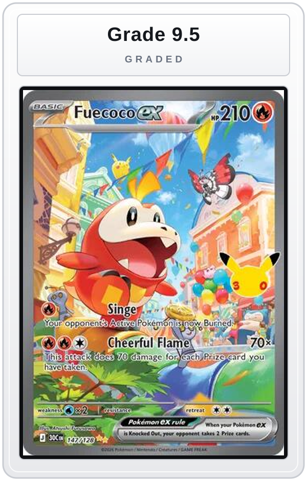 Graded - Fuecoco ex - 147/128 — Grade 9.5 graded overlay