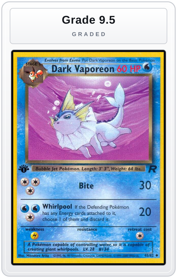 Graded - Dark Vaporeon — Grade 9.5 graded overlay