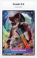 Graded - Dracule Mihawk (Seven Warlords of the Sea Binder Set) — Grade 9.5 graded overlay