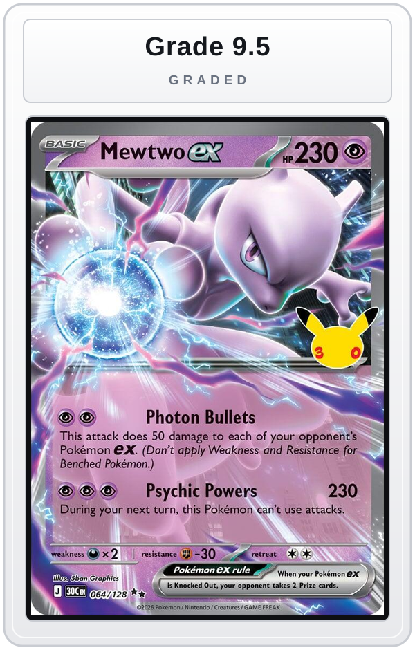 Graded - Mewtwo ex - 064/128 — Grade 9.5 graded overlay