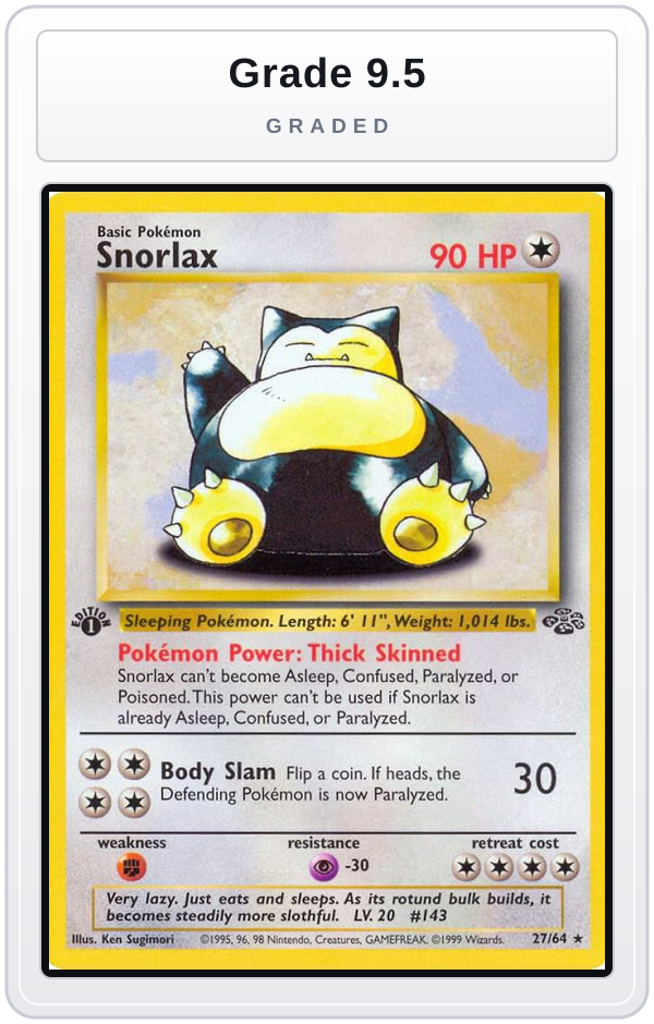 Graded - Snorlax (27) — Grade 9.5 graded overlay