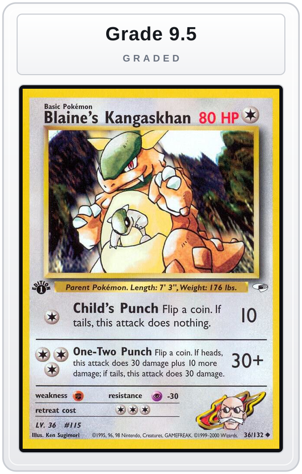 Graded - Blaine's Kangaskhan — Grade 9.5 graded overlay