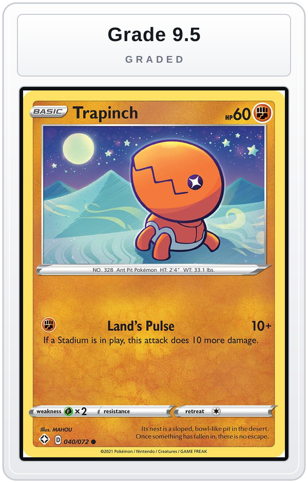 Graded - Trapinch — Grade 9.5 graded overlay