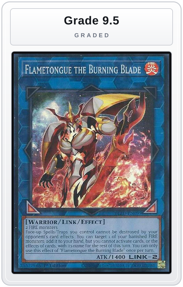Graded - Flametongue the Burning Blade — Grade 9.5 graded overlay