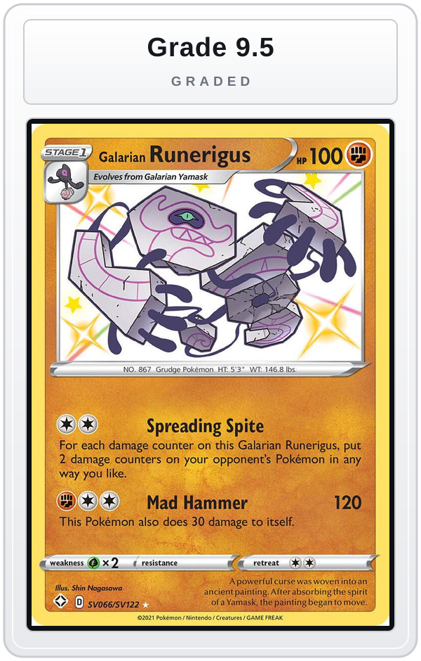 Graded - Galarian Runerigus — Grade 9.5 graded overlay