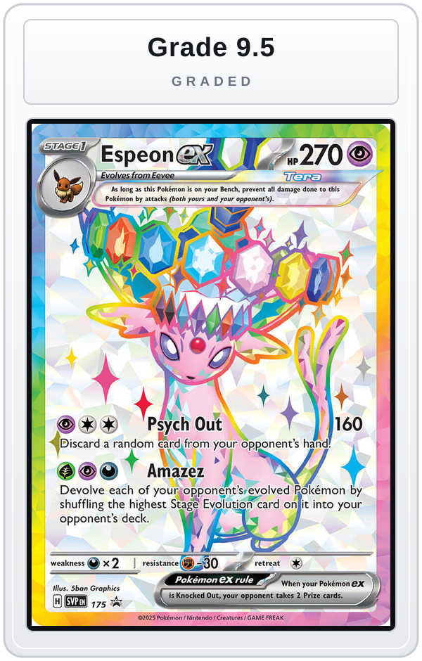 Graded - Espeon ex - 175 — Grade 9.5 graded overlay